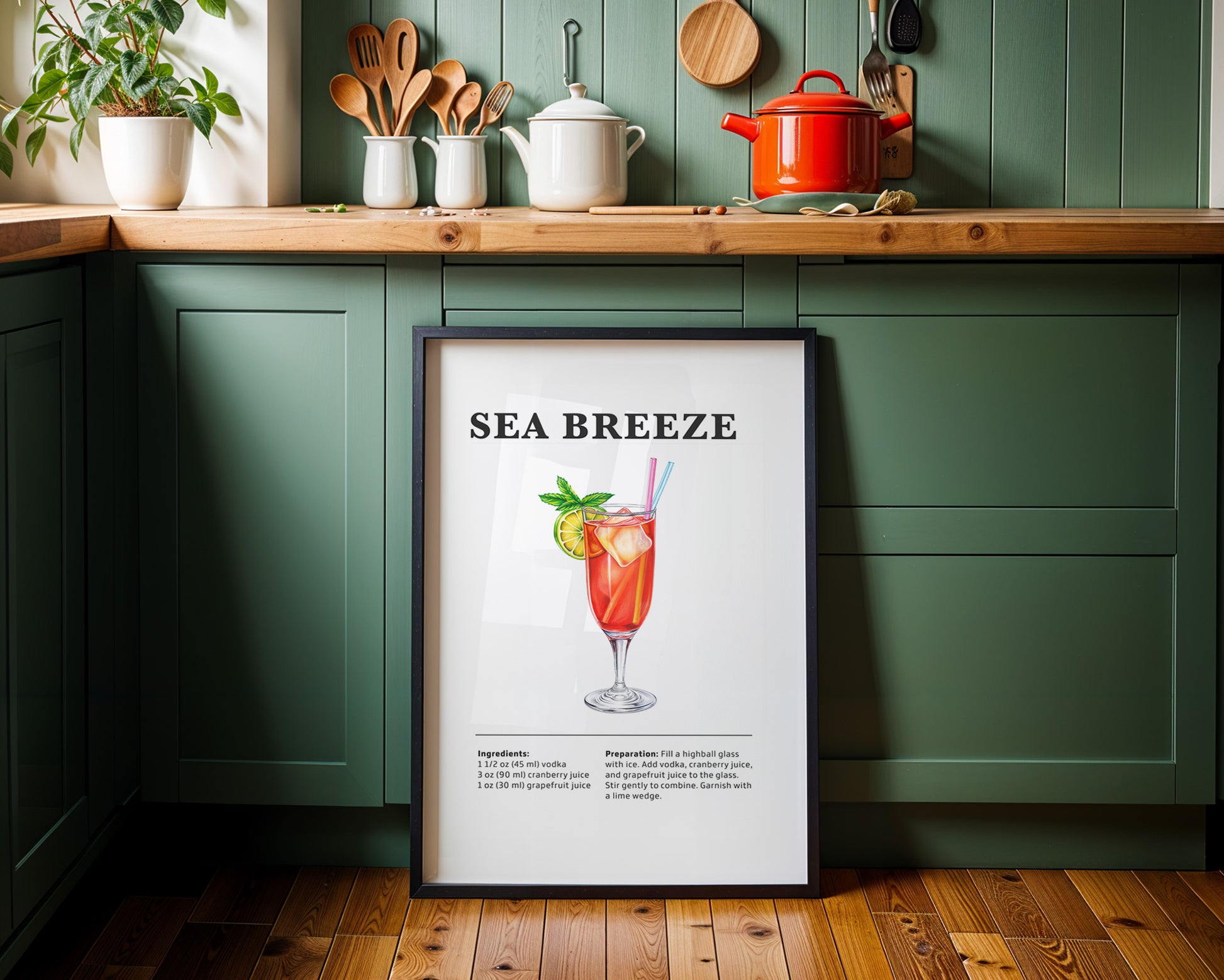 Sea Breeze Cocktail Recipe Poster - GroovyGrove