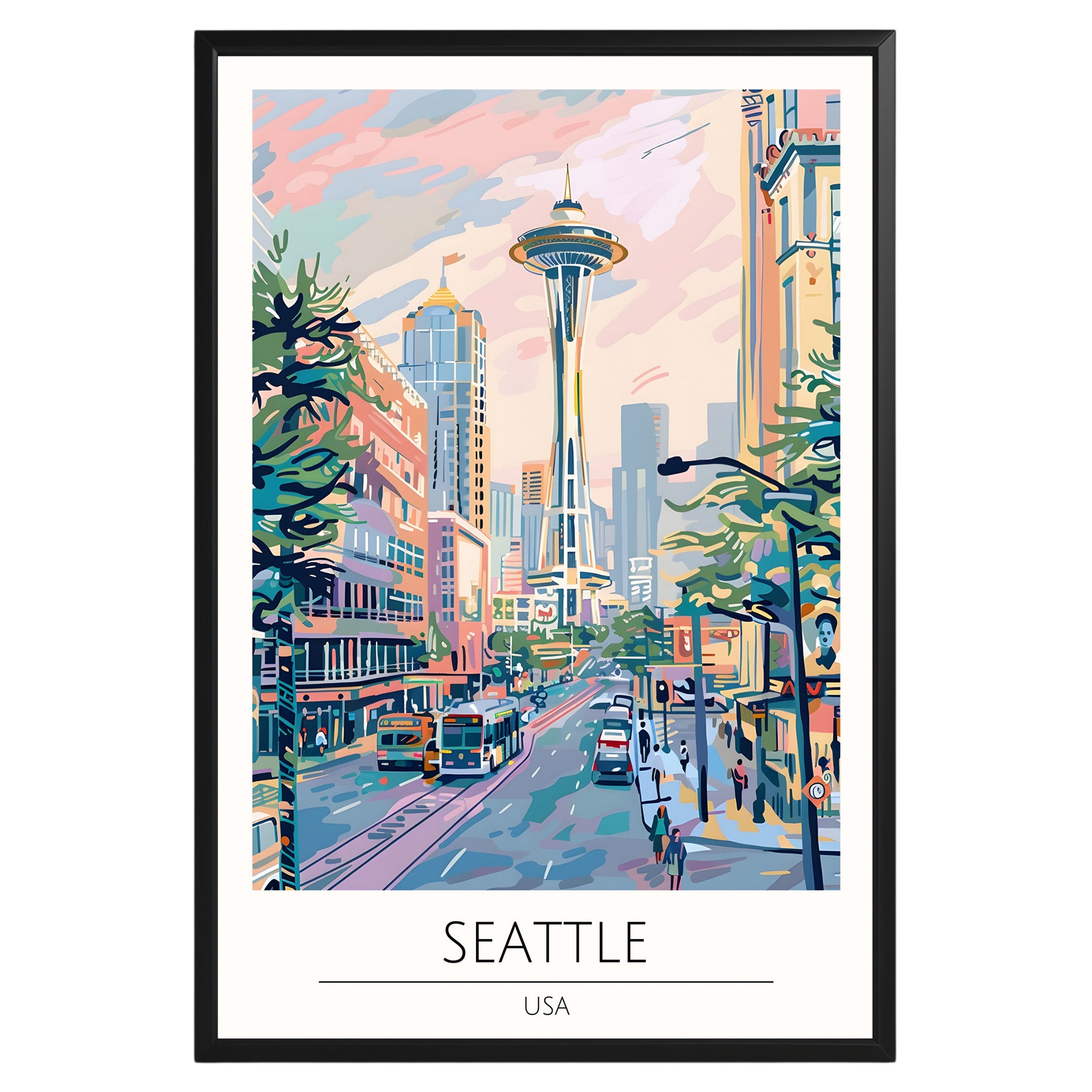 Seattle Washington Travel Poster - GroovyGrove