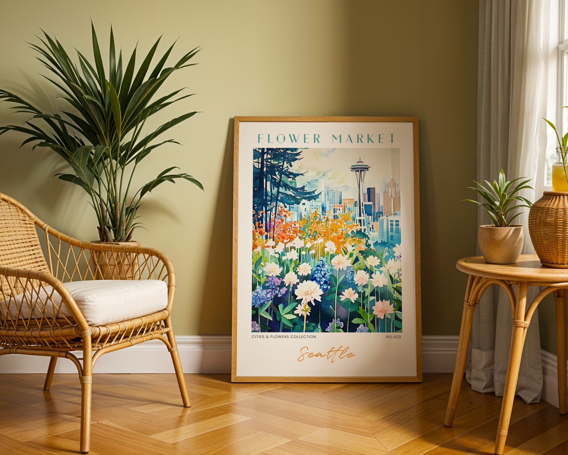 Seattle Washington Flower Market Poster - GroovyGrove