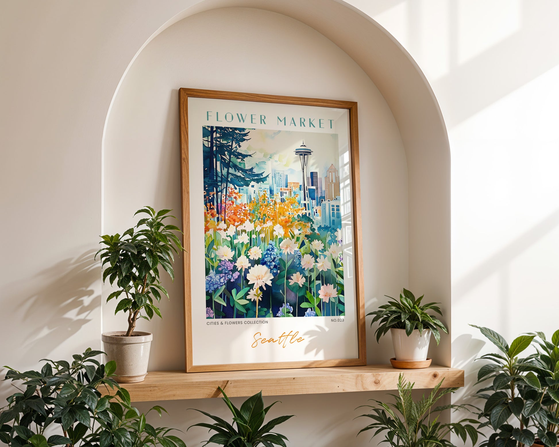 Seattle Washington Flower Market Poster - GroovyGrove