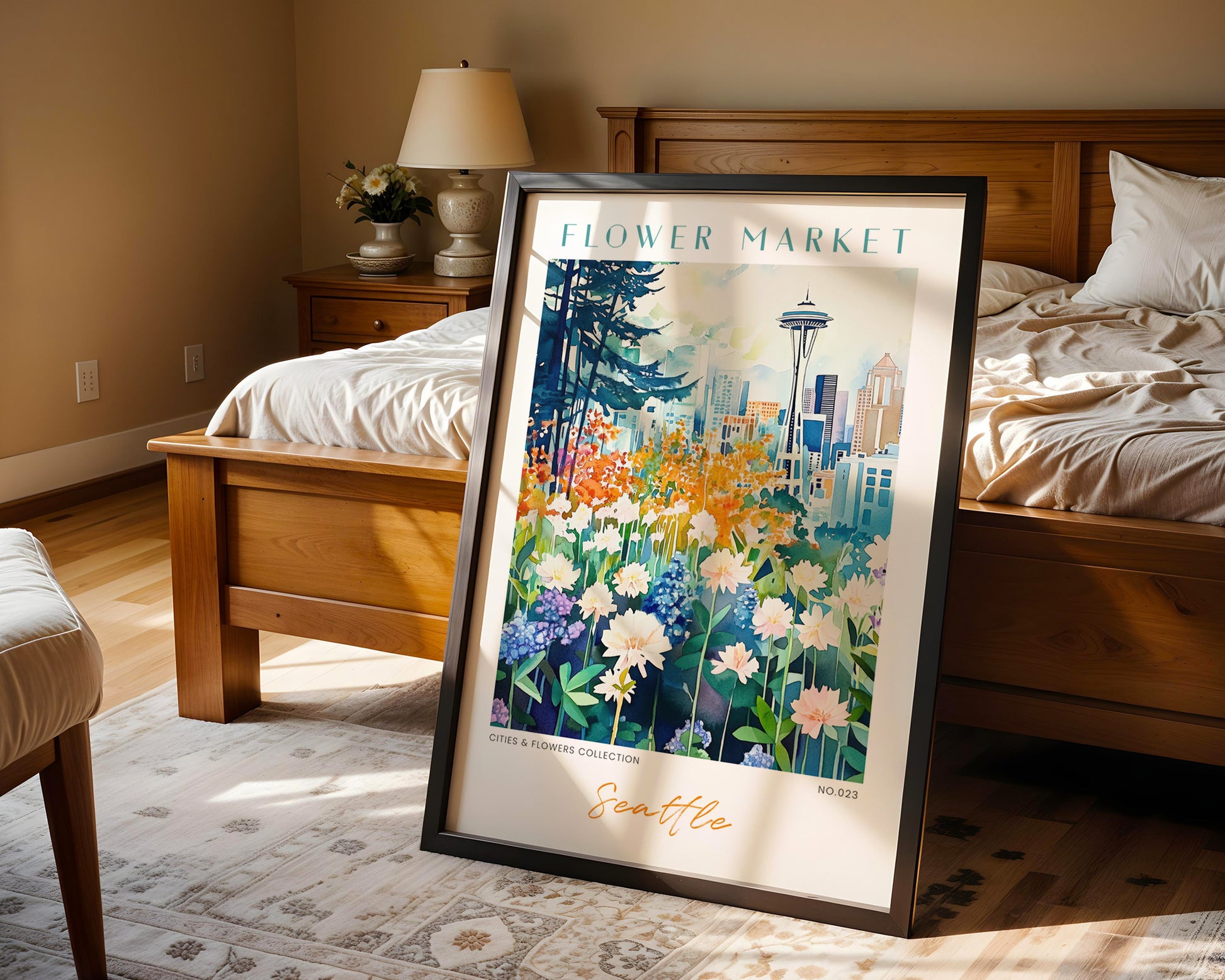 Seattle Washington Flower Market Poster - GroovyGrove