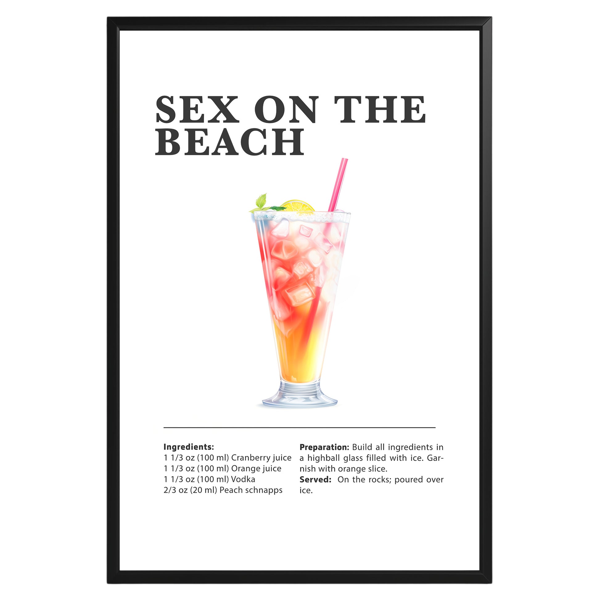 Sex on the Beach Cocktail Recipe Poster - GroovyGrove