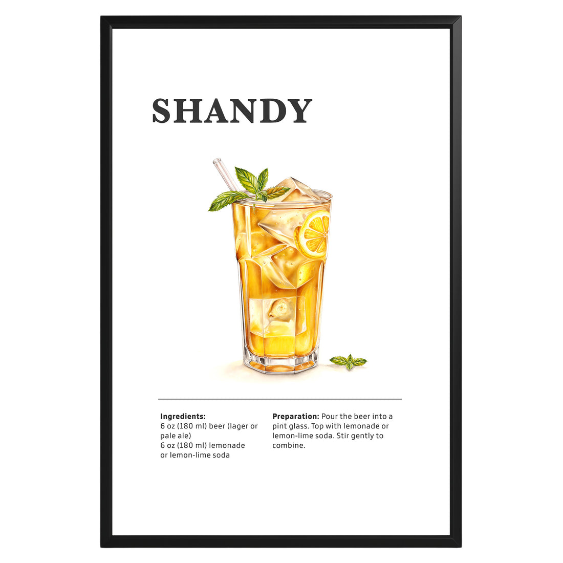 Shandy Cocktail Recipe Poster - GroovyGrove