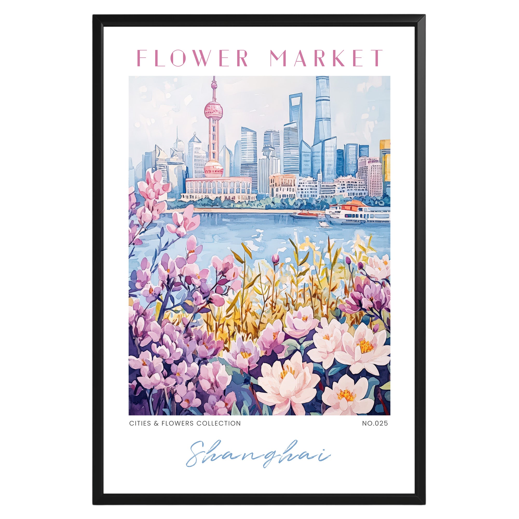 Shanghai China Flower Market Poster - GroovyGrove