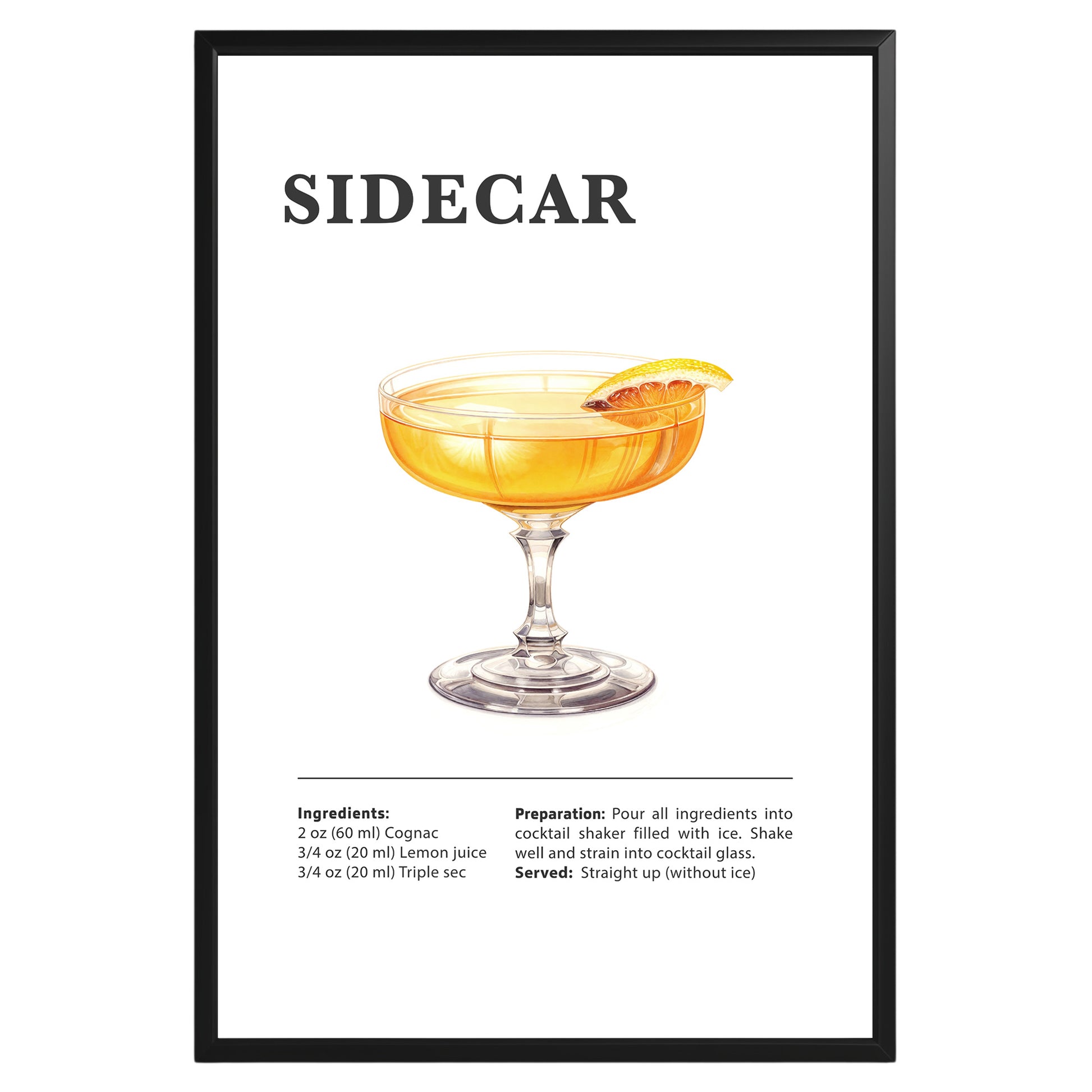 Sidecar Cocktail Recipe Poster - GroovyGrove