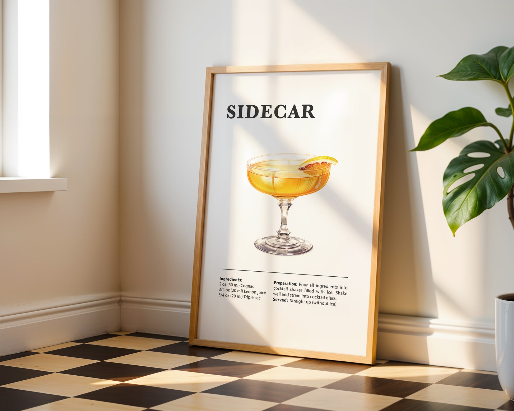 Sidecar Cocktail Recipe Poster - GroovyGrove