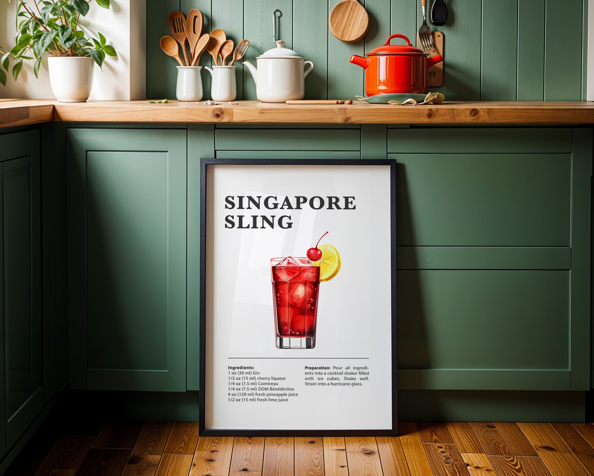 Singapore Sling Cocktail Recipe Poster - GroovyGrove