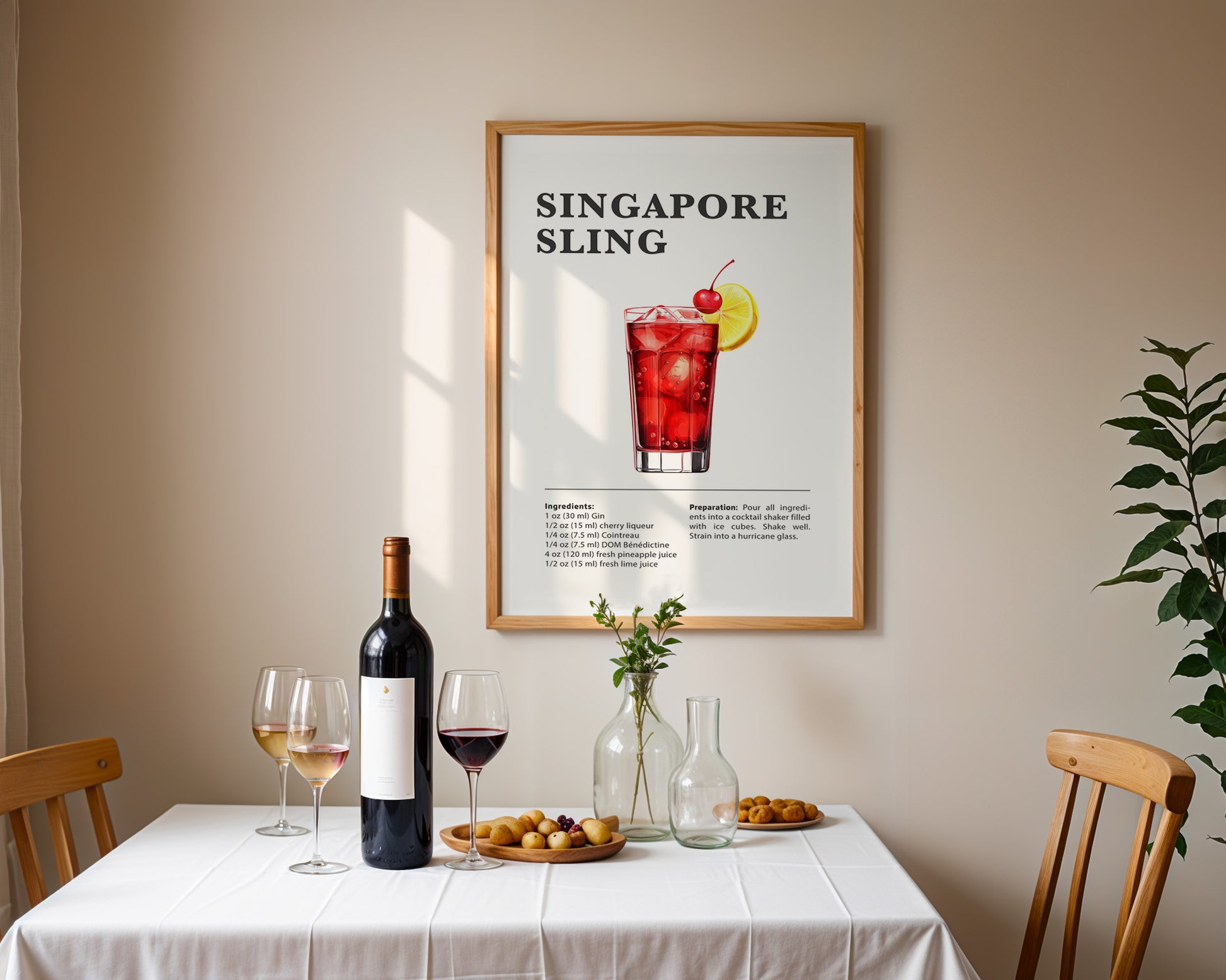 Singapore Sling Cocktail Recipe Poster - GroovyGrove