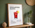 Singapore Sling Cocktail Recipe Poster - GroovyGrove