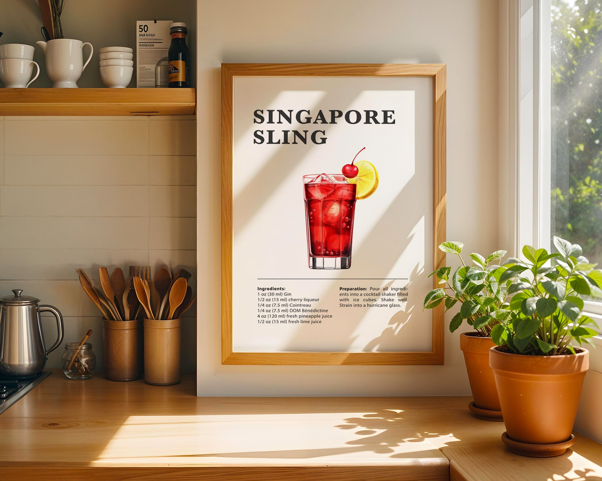 Singapore Sling Cocktail Recipe Poster - GroovyGrove