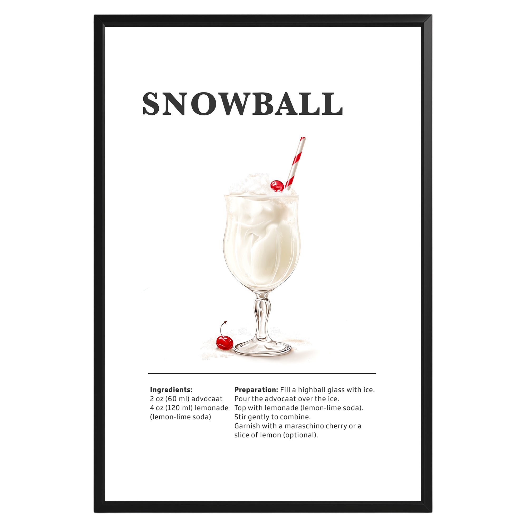 Snowball Cocktail Recipe Poster - GroovyGrove