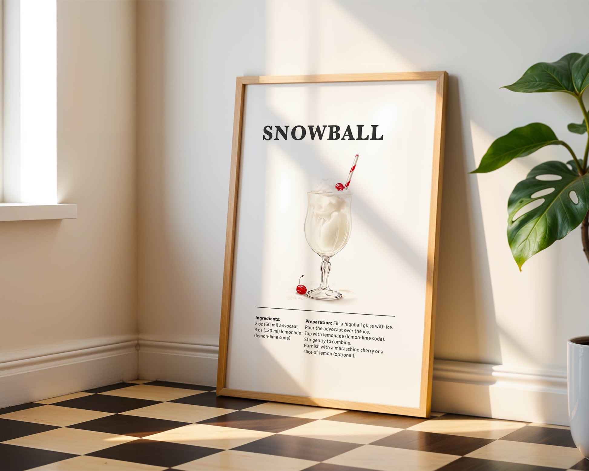 Snowball Cocktail Recipe Poster - GroovyGrove