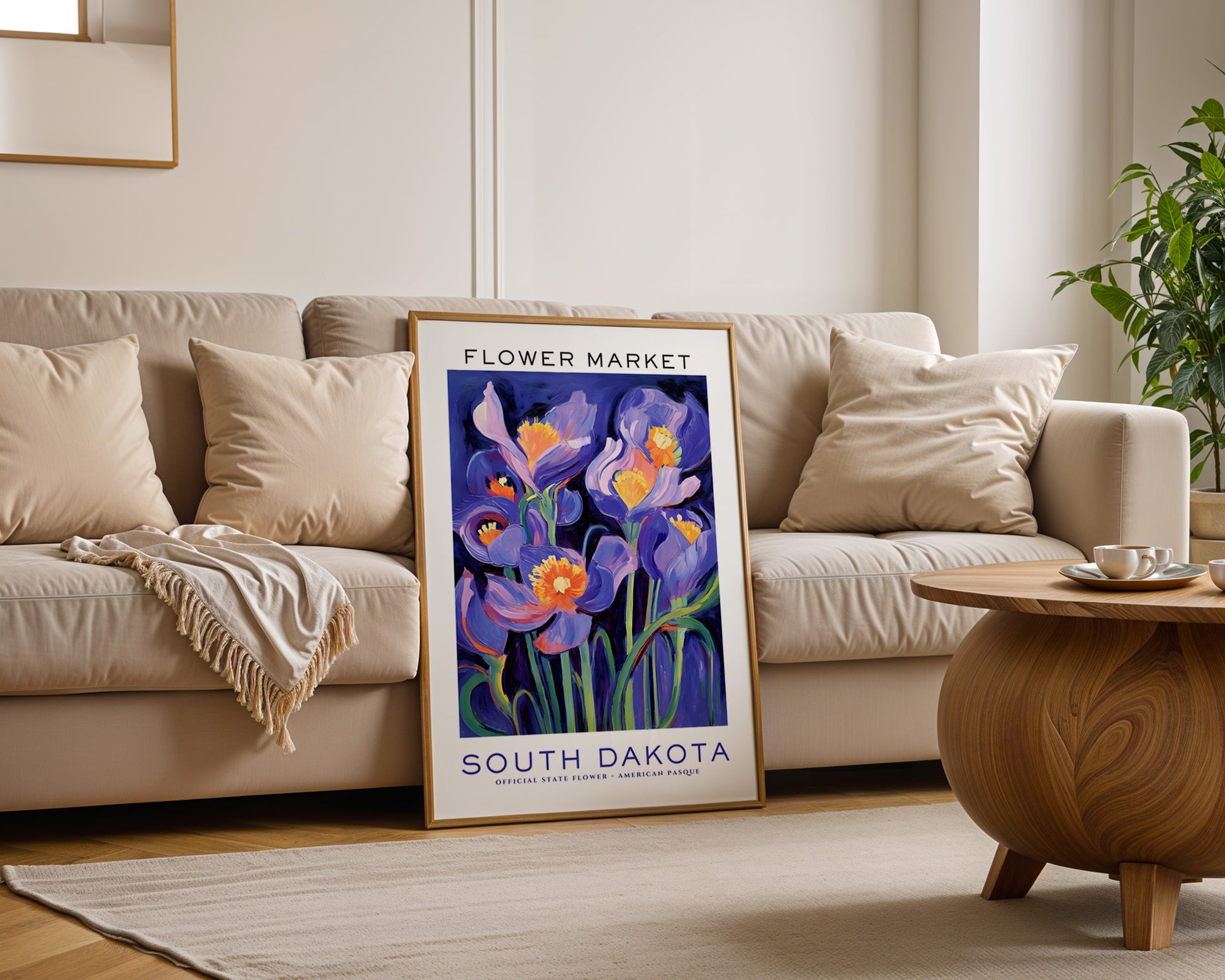 South Dakota State Flower Market Poster - GroovyGrove