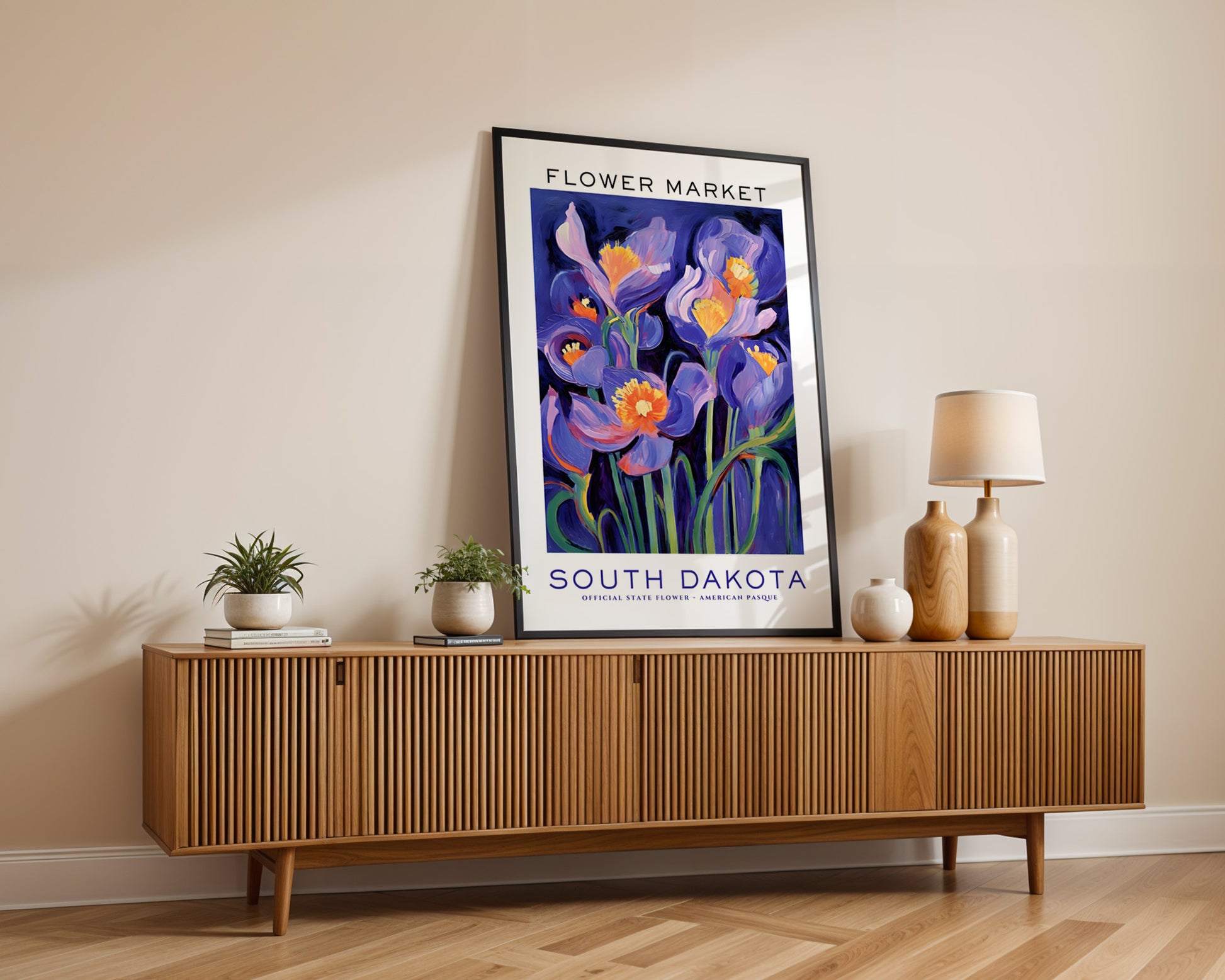 South Dakota State Flower Market Poster - GroovyGrove