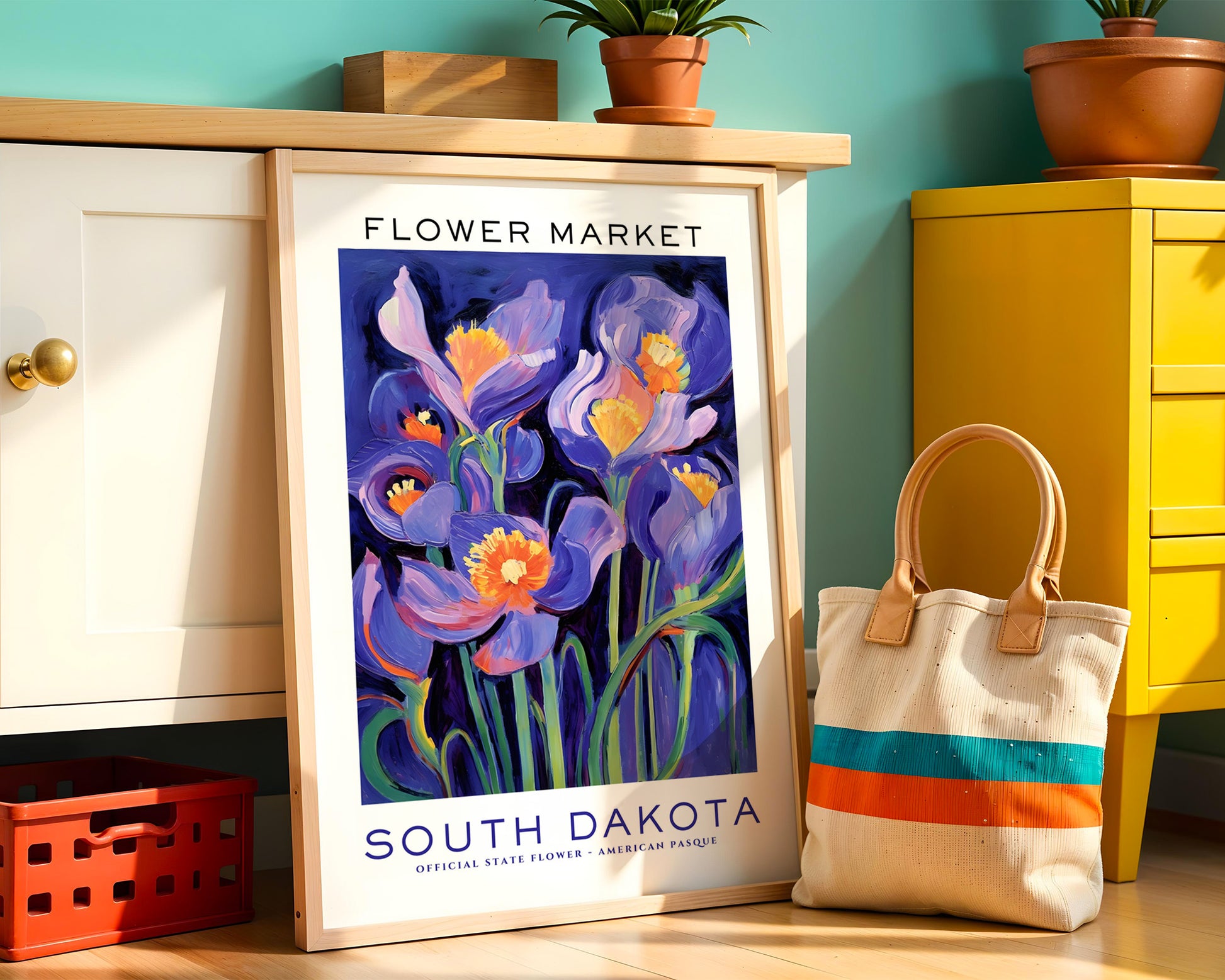 South Dakota State Flower Market Poster - GroovyGrove