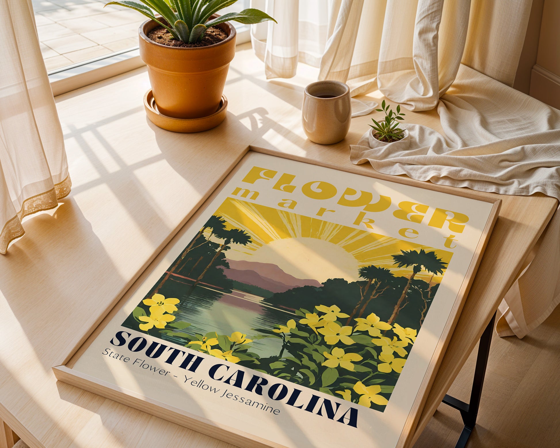 South Carolina Flower Market Vintage Poster - GroovyGrove