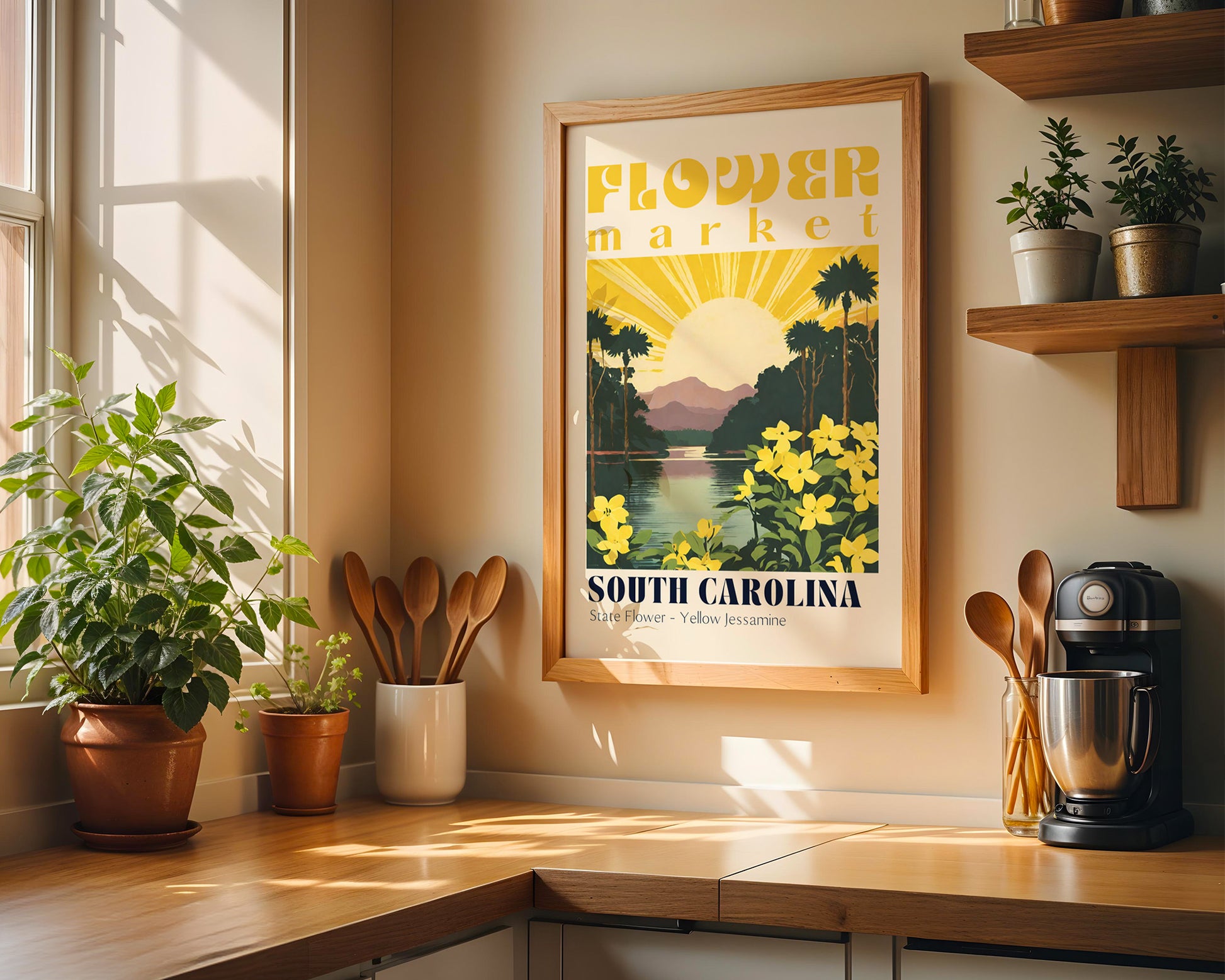 South Carolina Flower Market Vintage Poster - GroovyGrove