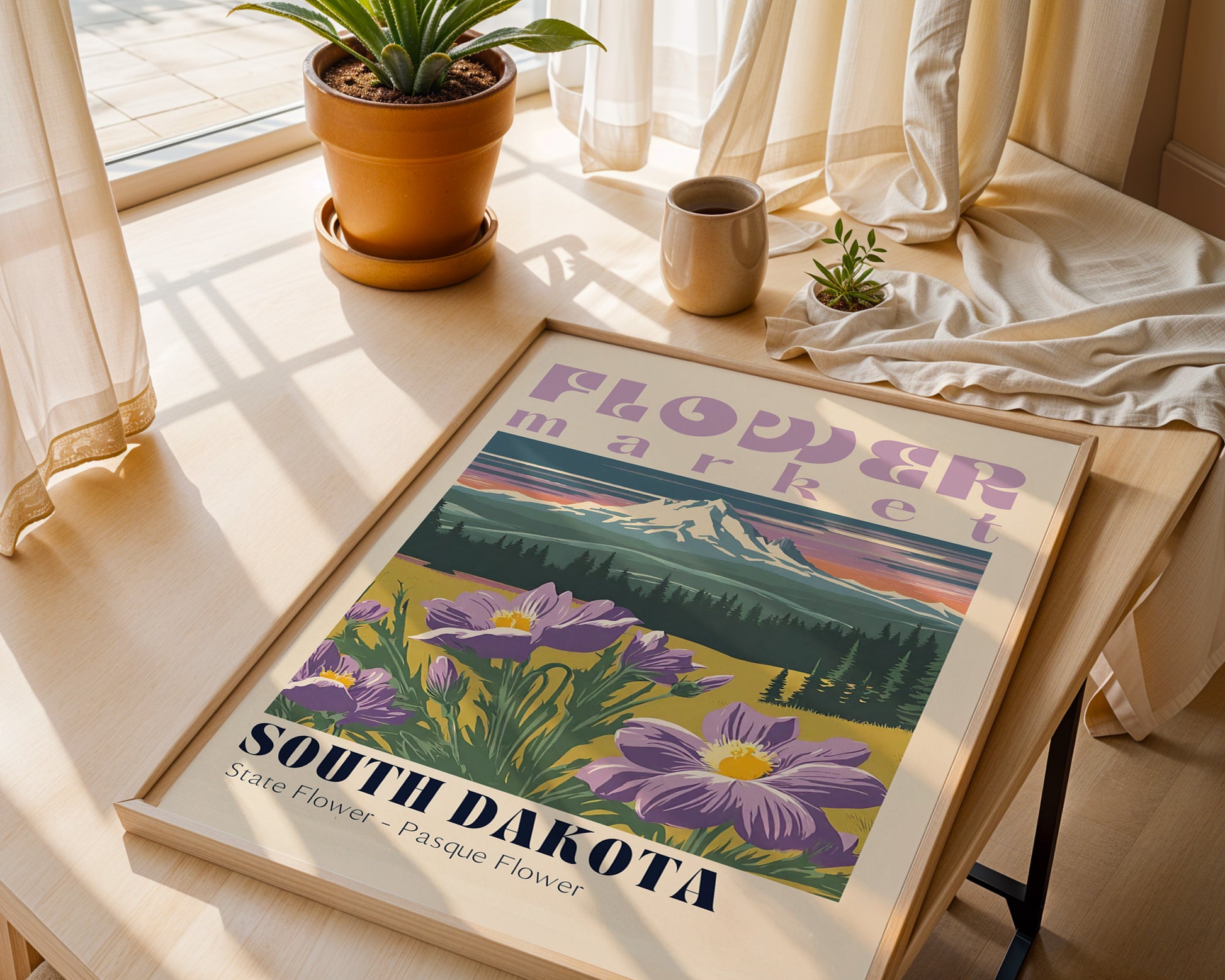 South Dakota Flower Market Vintage Poster - GroovyGrove