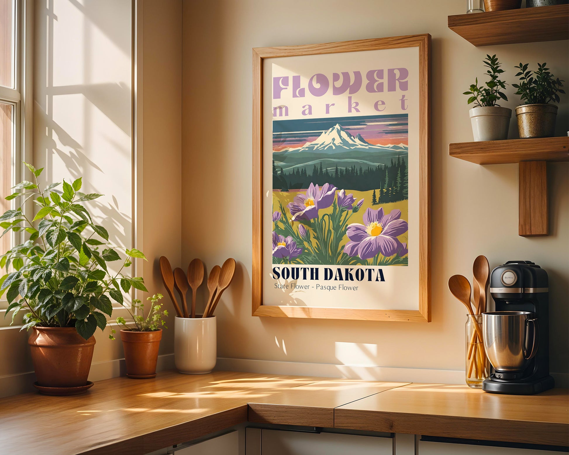 South Dakota Flower Market Vintage Poster - GroovyGrove