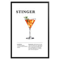 Stinger Cocktail Recipe Poster - GroovyGrove