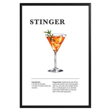 Stinger Cocktail Recipe Poster - GroovyGrove