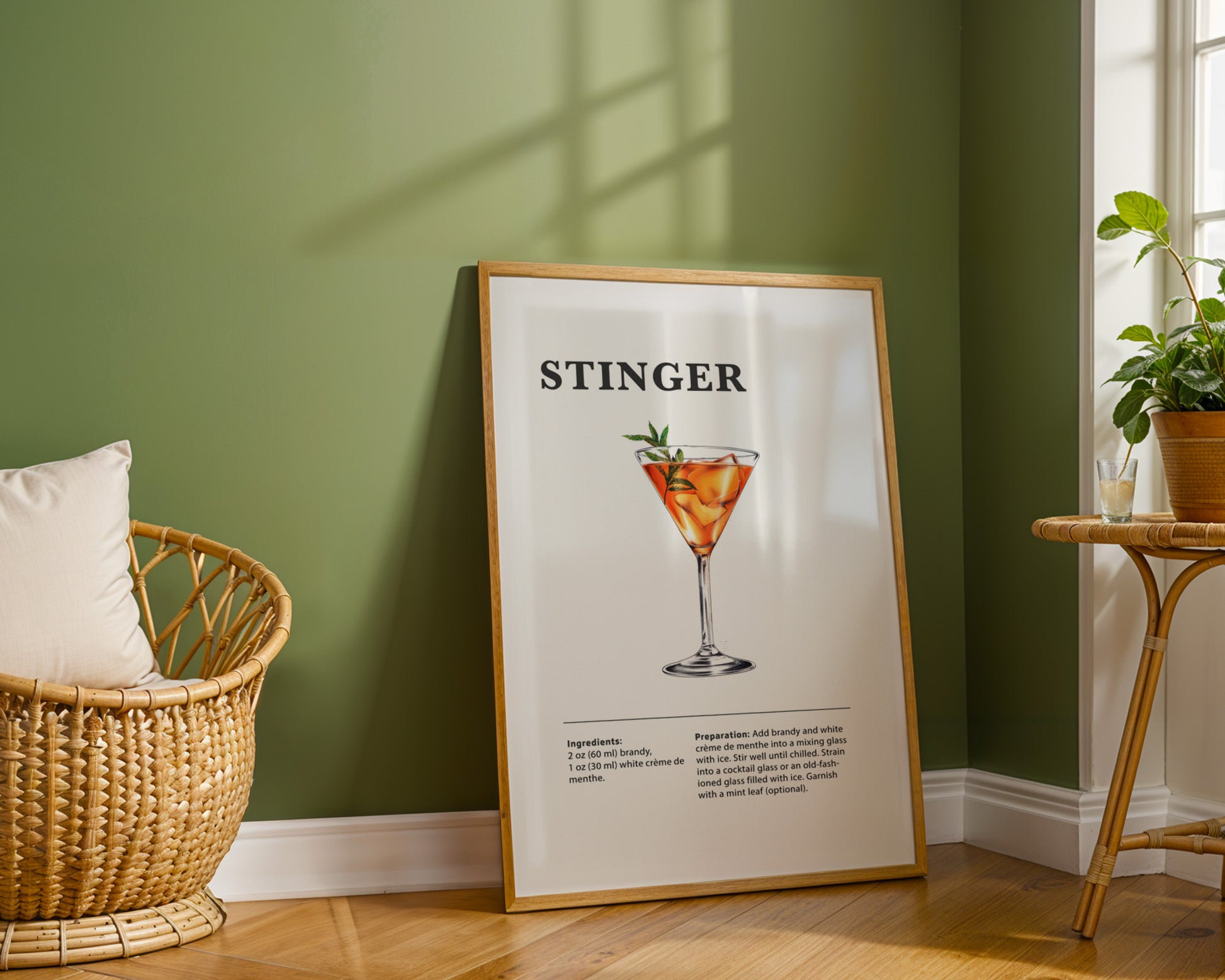 Stinger Cocktail Recipe Poster - GroovyGrove