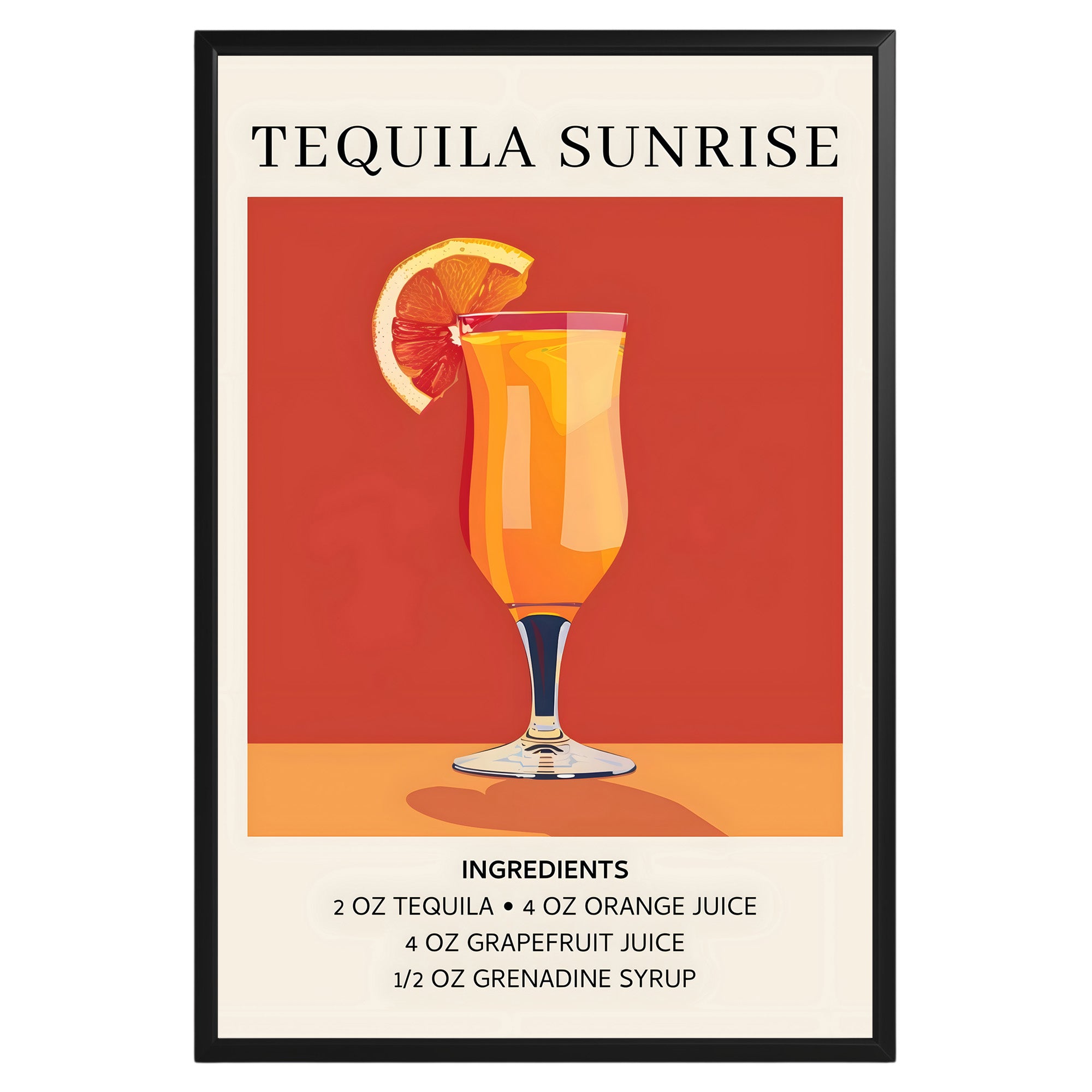 Tequila Sunrise Vintage Cocktail Poster - GroovyGrove