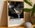 Thyme Martini Cocktail Black and White Poster - GroovyGrove