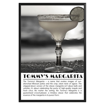 Tommy's Margarita Cocktail Black and White Poster - GroovyGrove