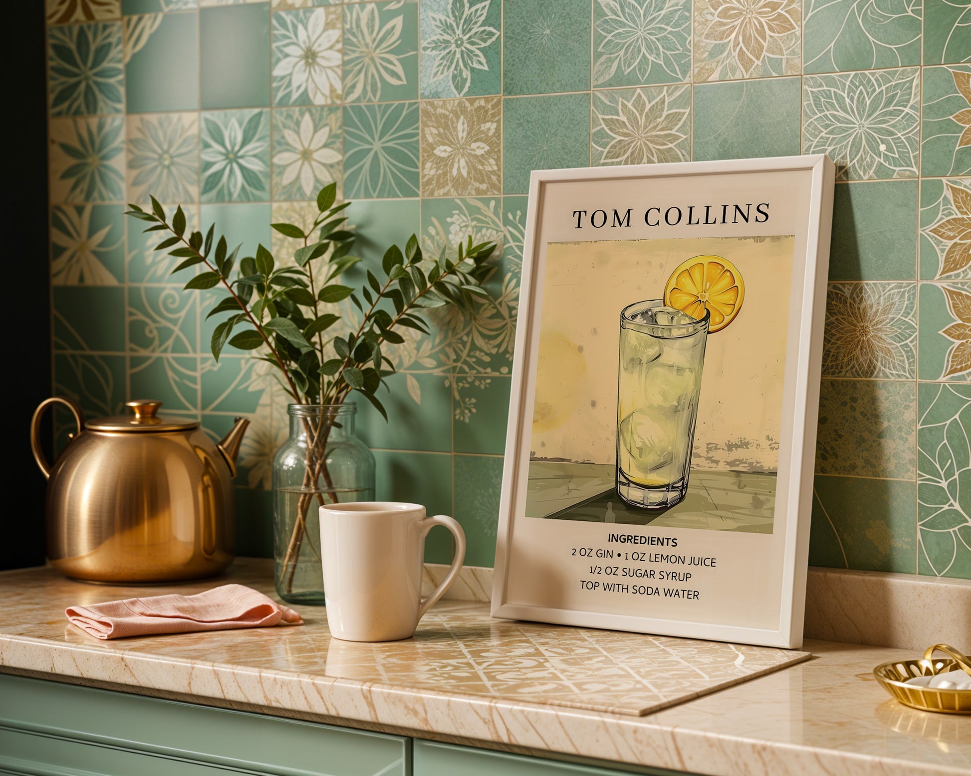 Tom Collins Vintage Cocktail Poster - GroovyGrove