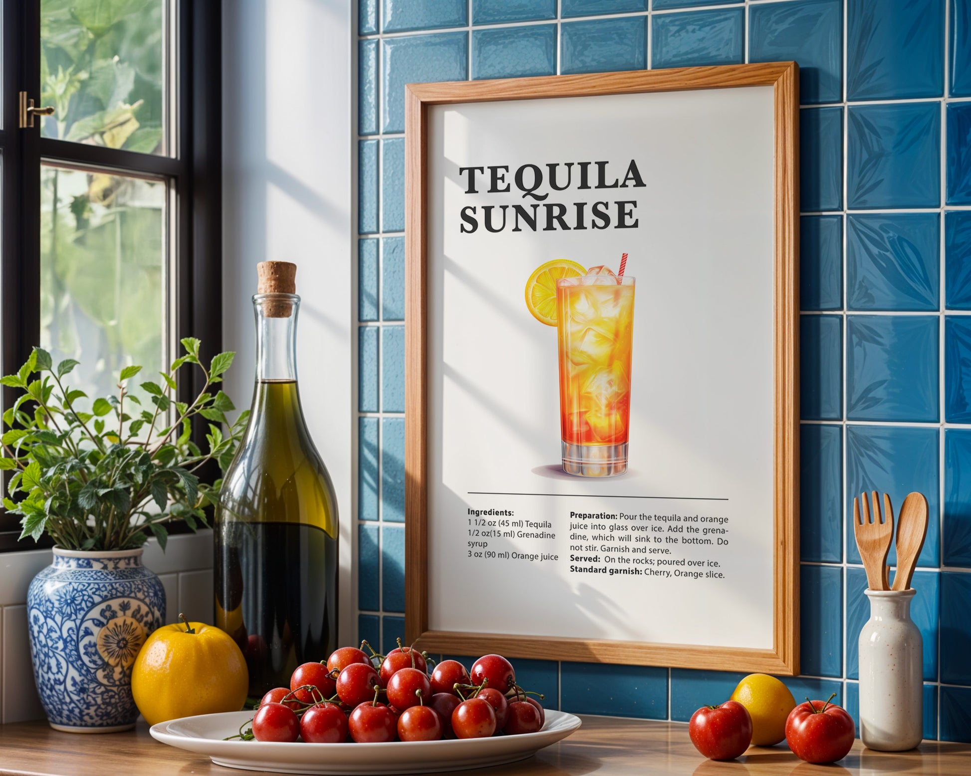 Tequila Sunrise Cocktail Recipe Poster - GroovyGrove