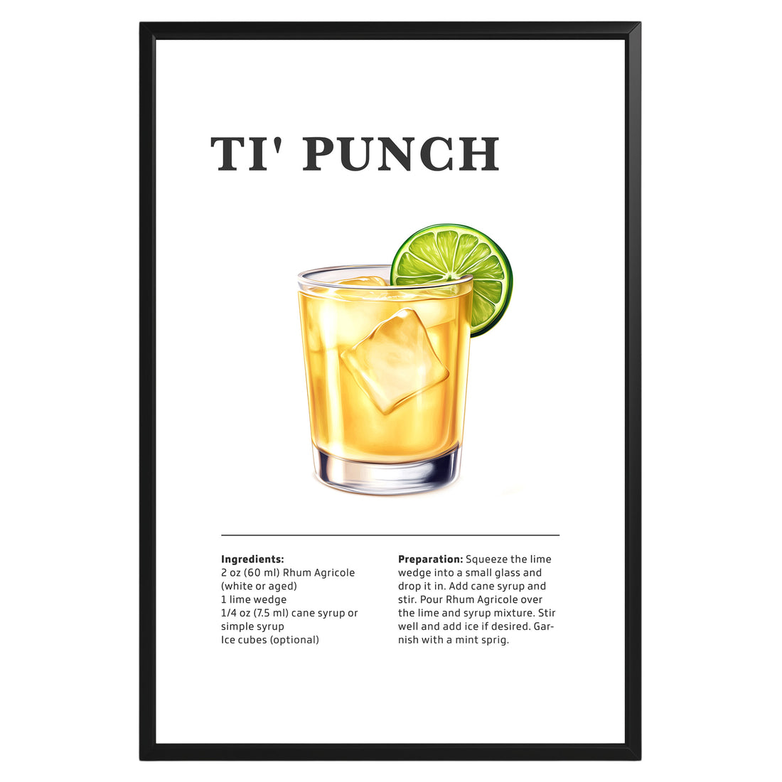 Ti Punch Cocktail Recipe Poster - GroovyGrove