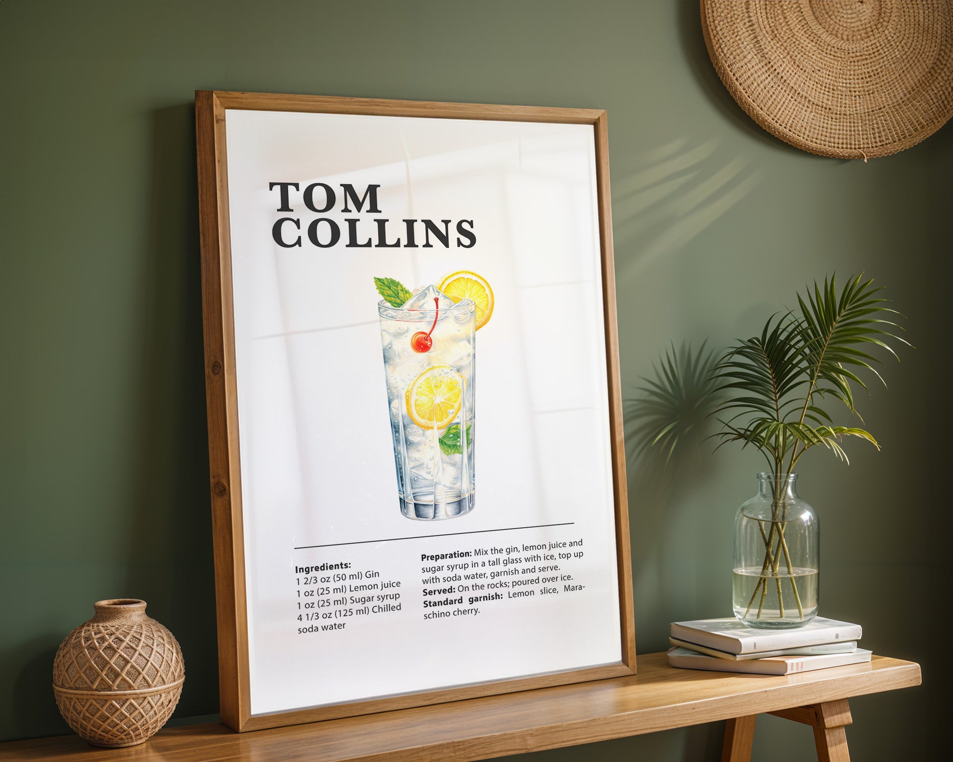 Tom Collins Cocktail Recipe Poster - GroovyGrove