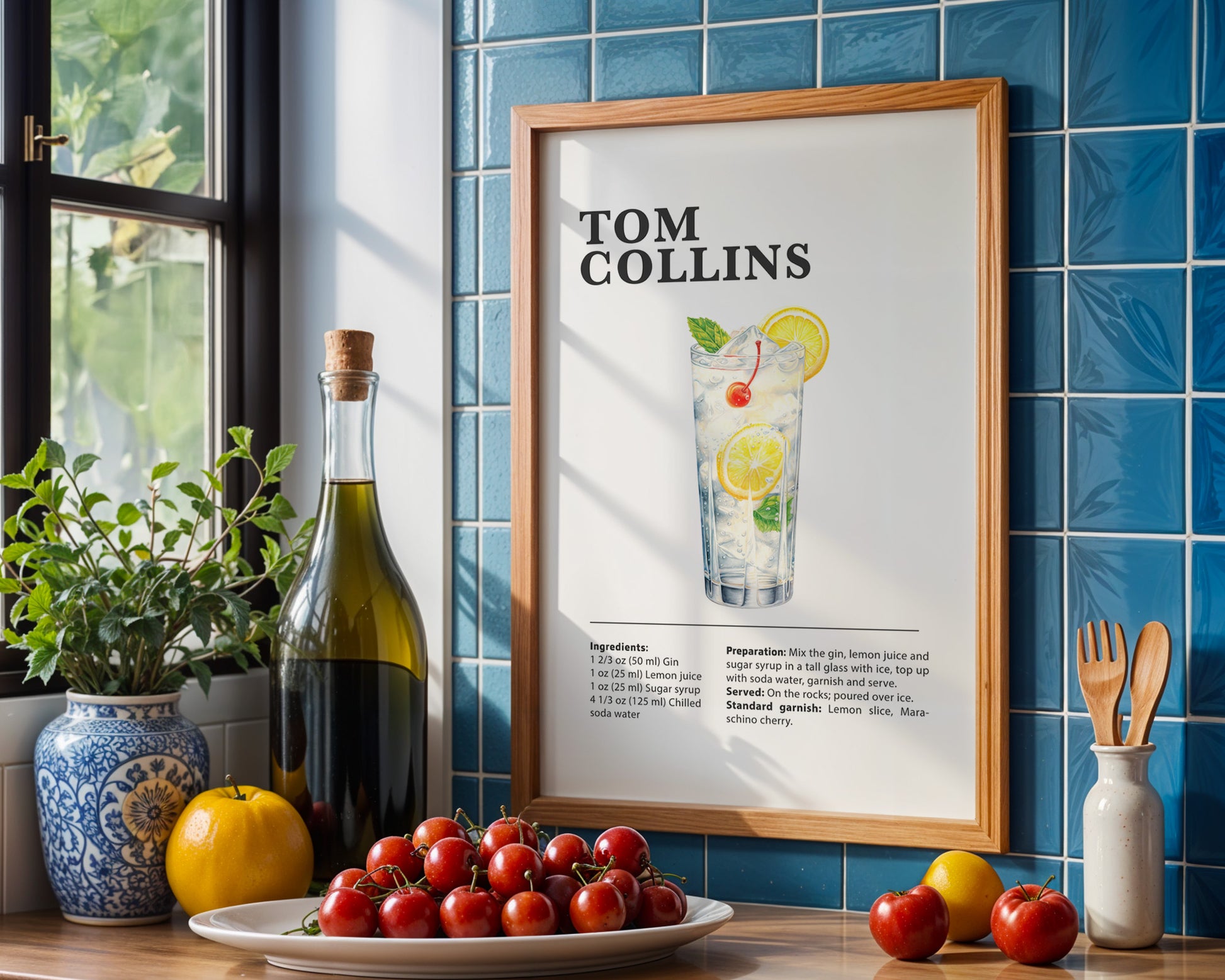 Tom Collins Cocktail Recipe Poster - GroovyGrove