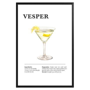 Vesper Cocktail Recipe Poster - GroovyGrove