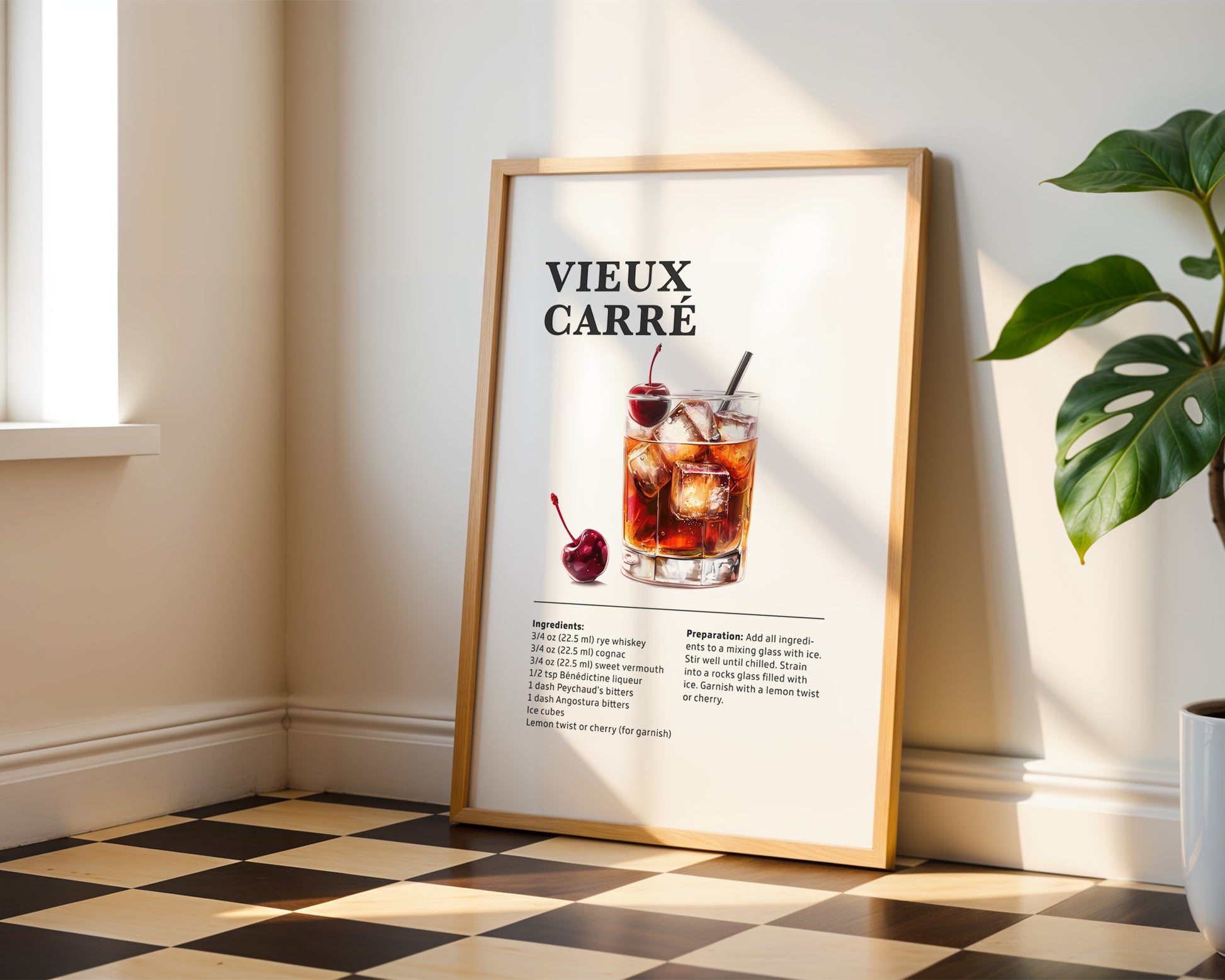 Vieux Carre Cocktail Recipe Poster - GroovyGrove