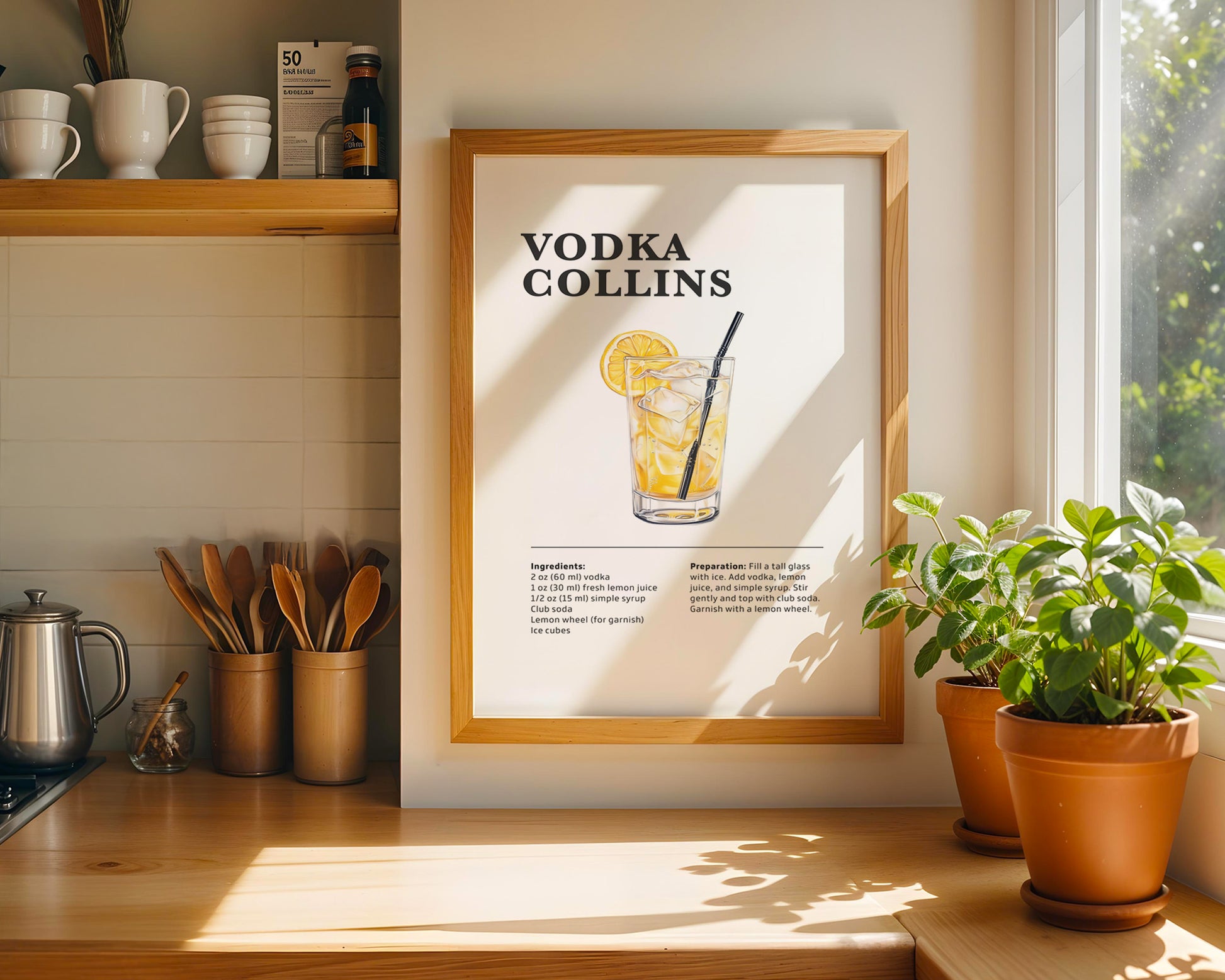 Vodka Collins Cocktail Recipe Poster - GroovyGrove