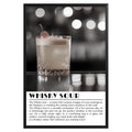 Whiskey Sour Cocktail Black and White Poster - GroovyGrove