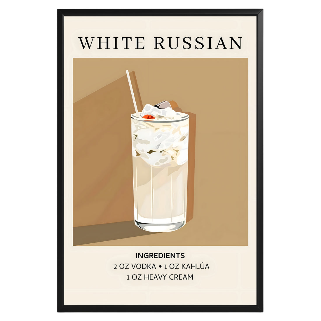 White Russian Vintage Cocktail Poster - GroovyGrove