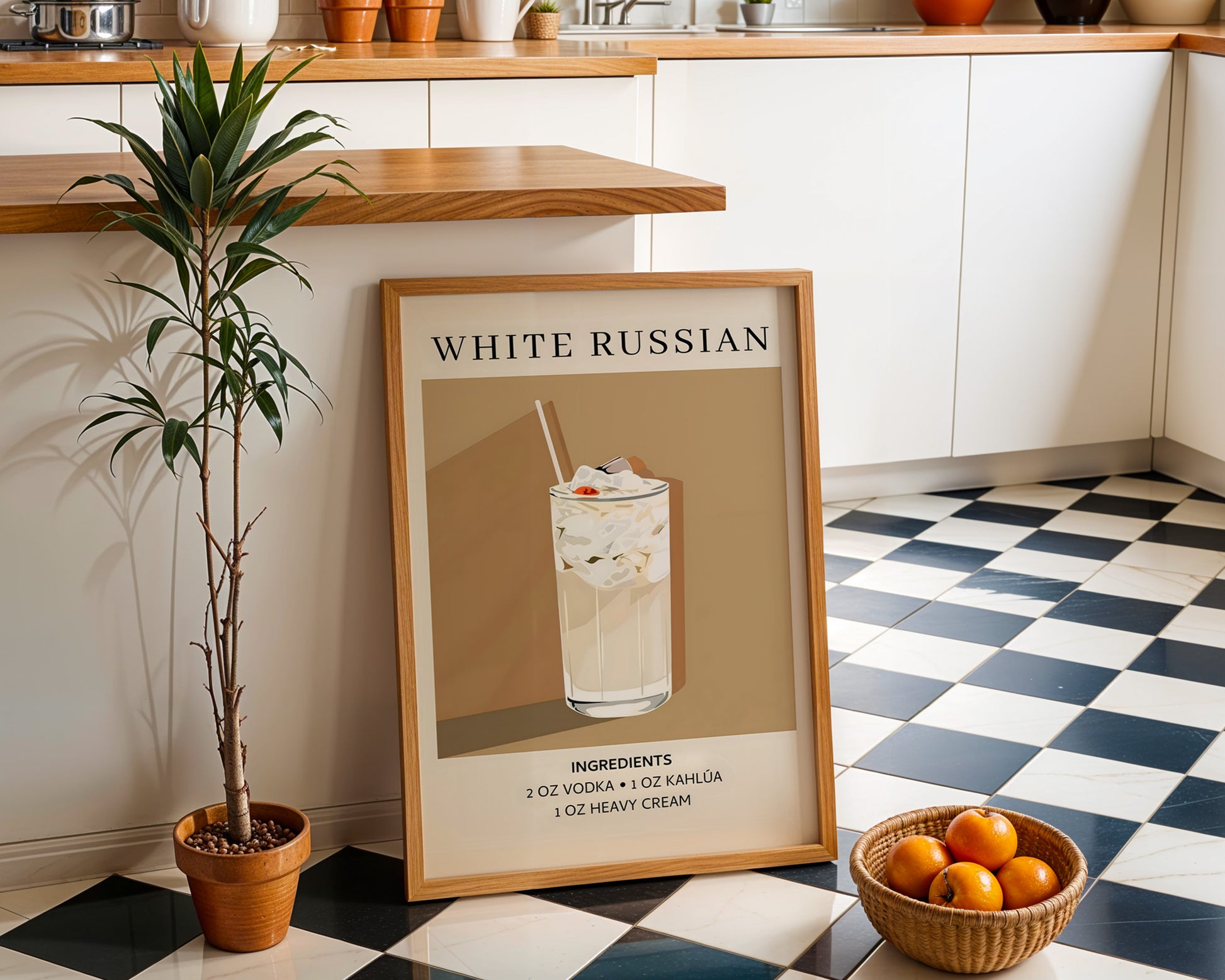 White Russian Vintage Cocktail Poster - GroovyGrove