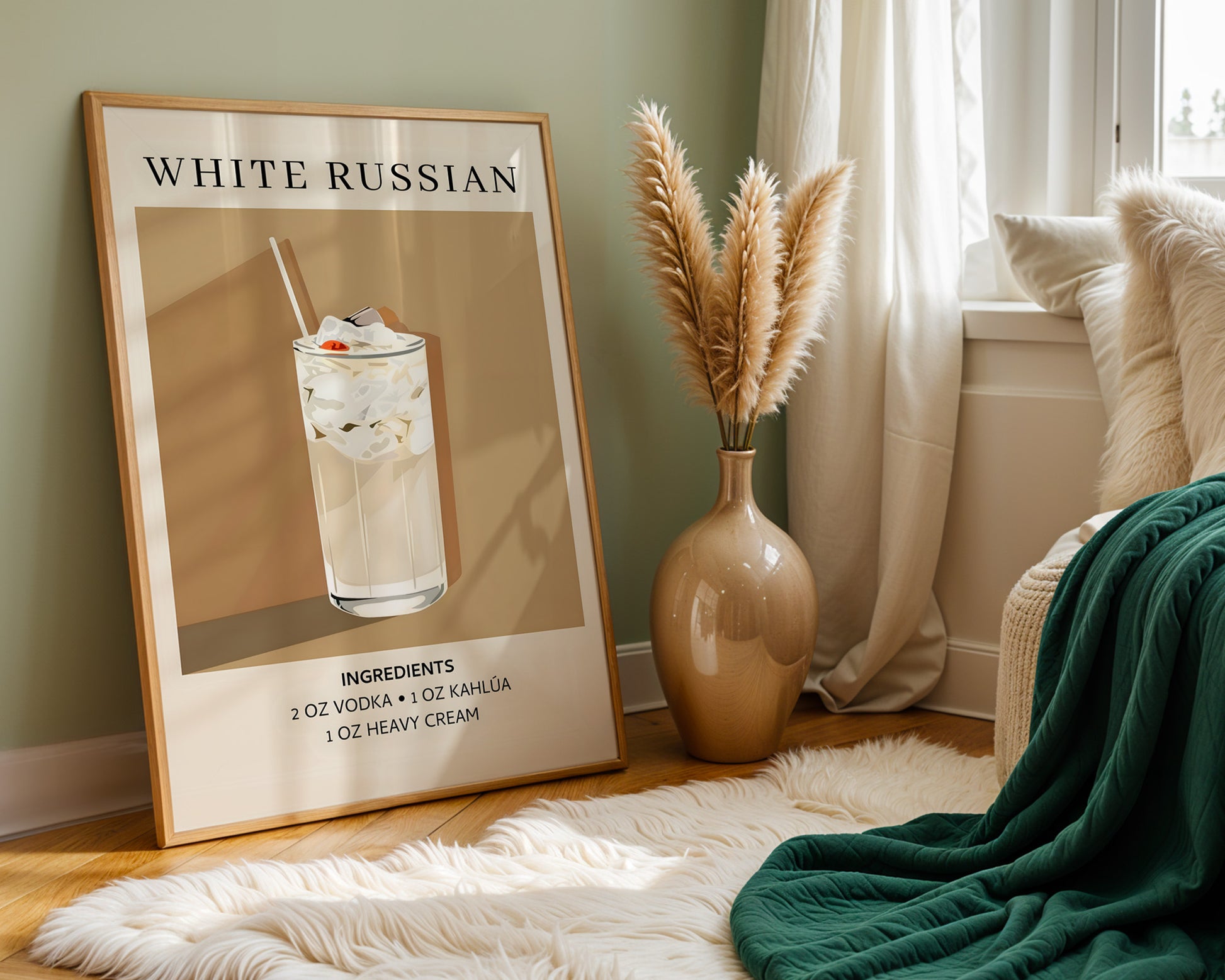 White Russian Vintage Cocktail Poster - GroovyGrove