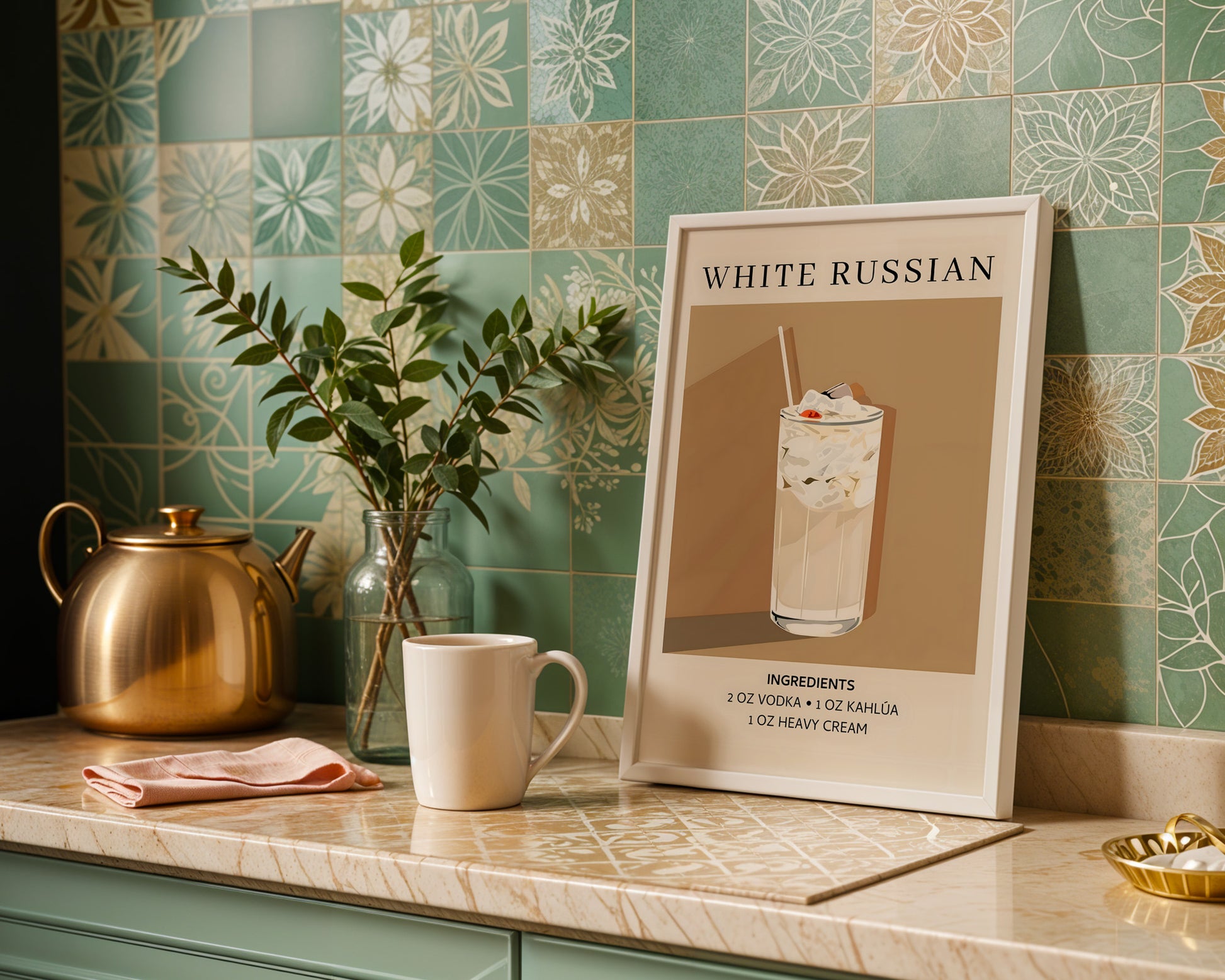 White Russian Vintage Cocktail Poster - GroovyGrove