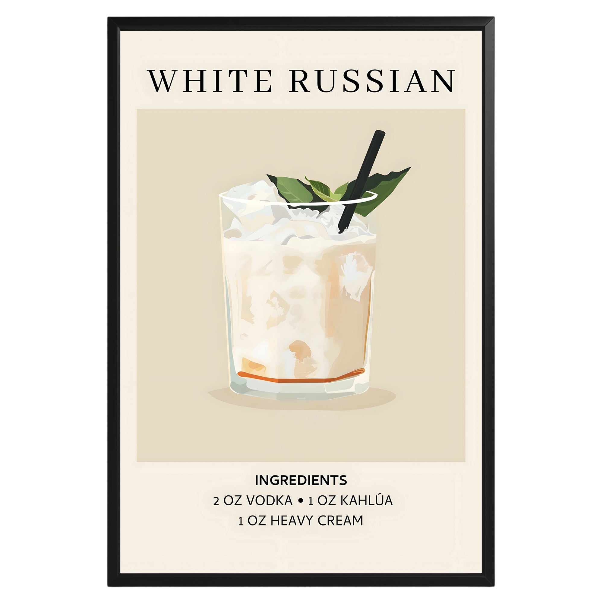 White Russian Vintage Cocktail Poster - GroovyGrove