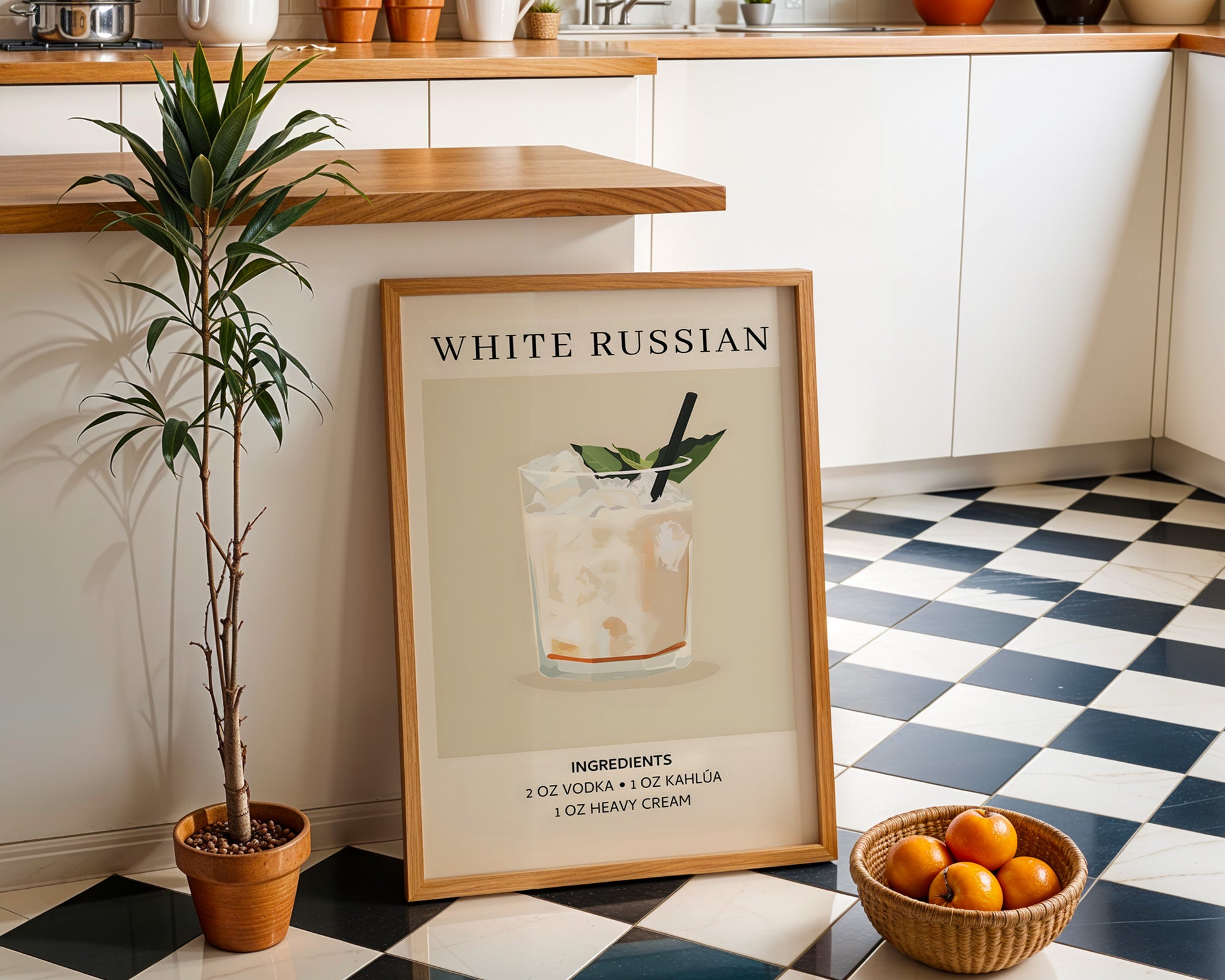 White Russian Vintage Cocktail Poster - GroovyGrove