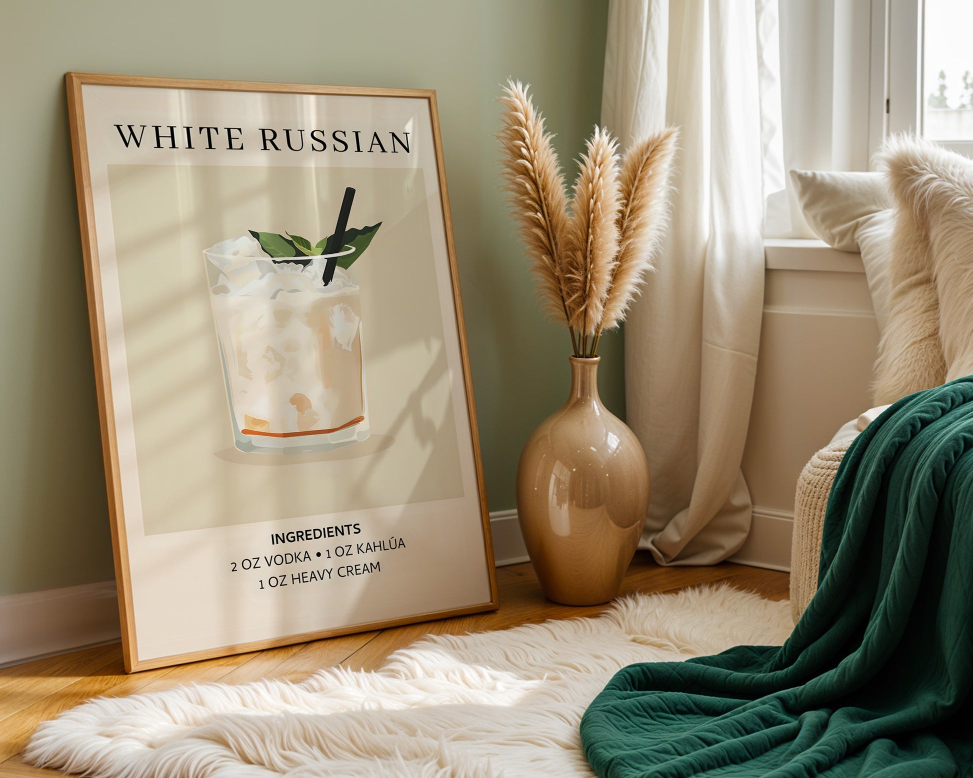 White Russian Vintage Cocktail Poster - GroovyGrove