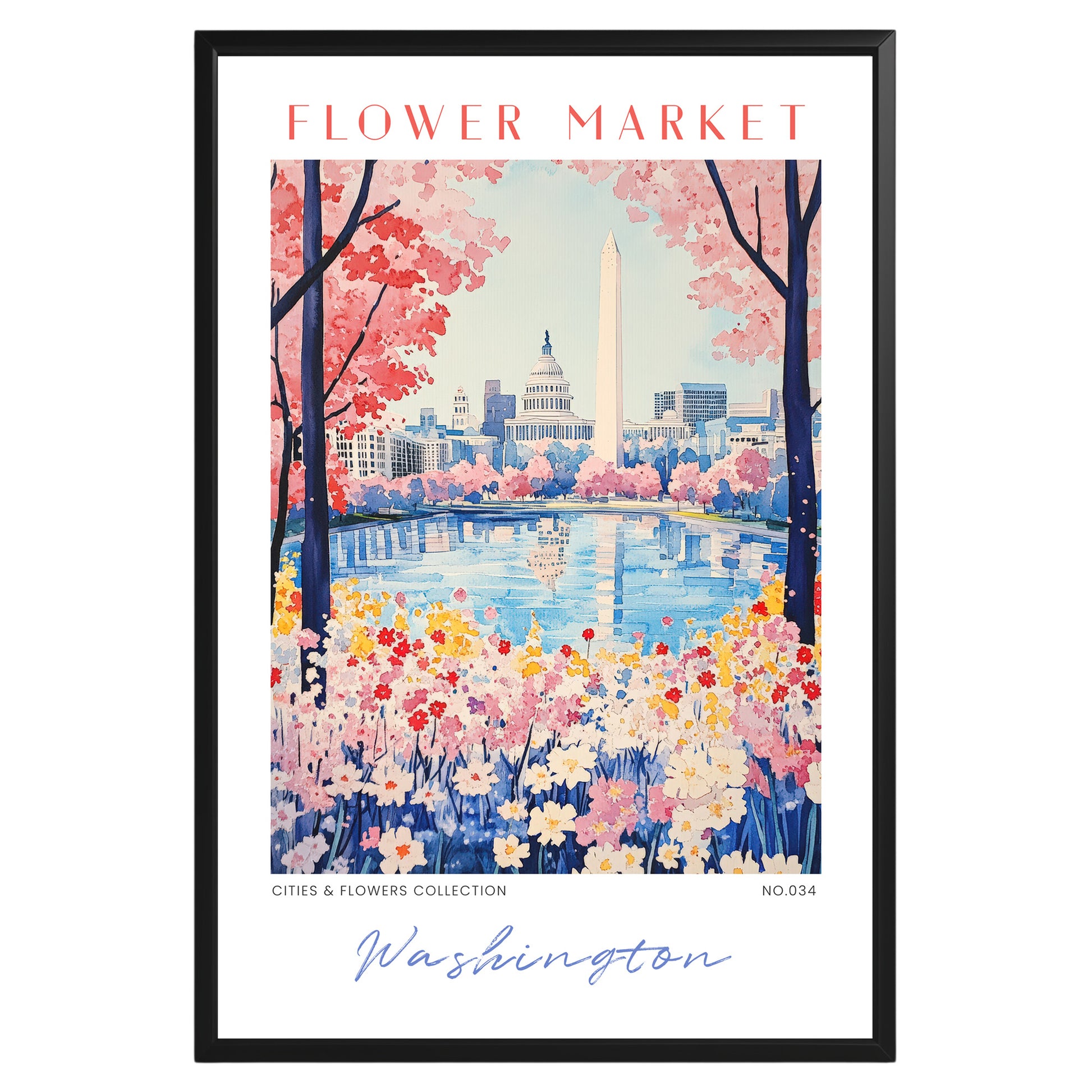 Washington DC Flower Market Poster - GroovyGrove