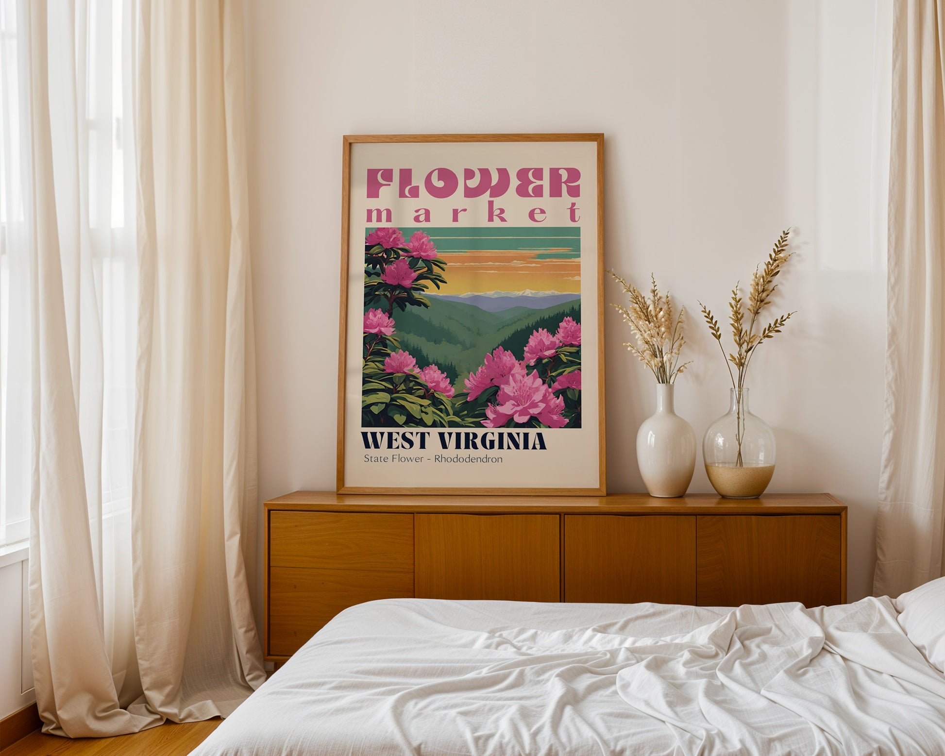 West Virginia Flower Market Vintage Poster - GroovyGrove