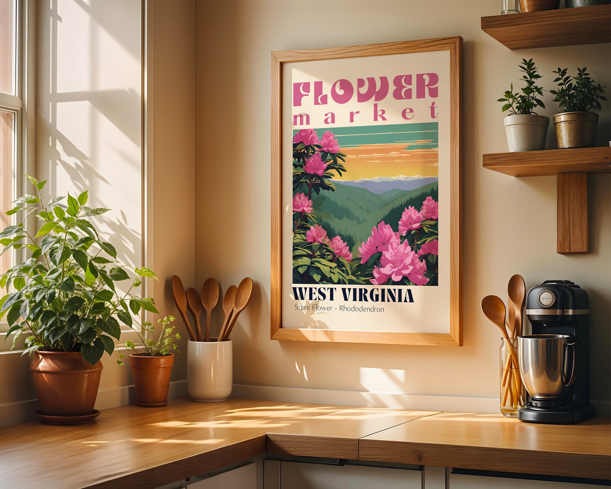 West Virginia Flower Market Vintage Poster - GroovyGrove