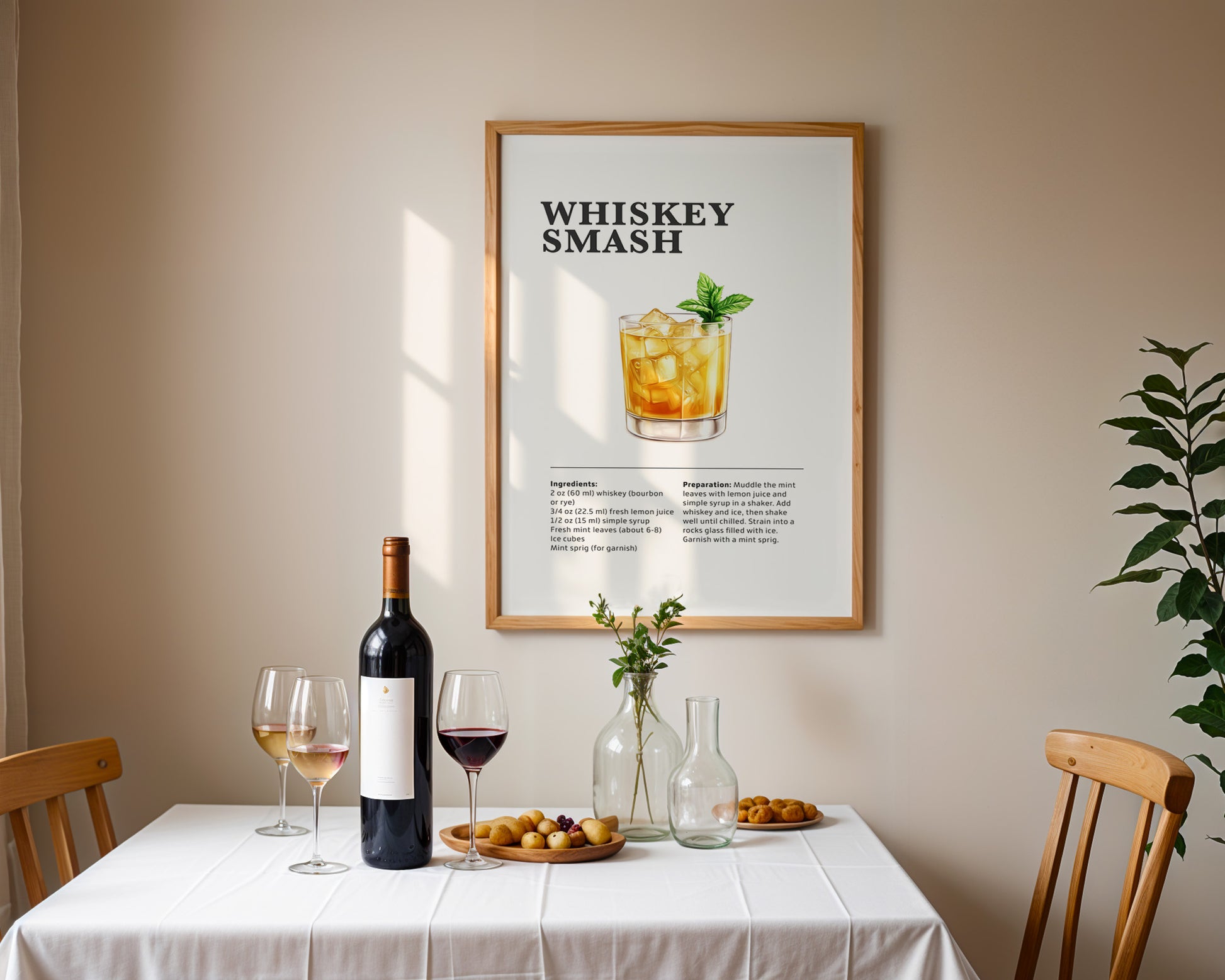 Whiskey Smash Cocktail Recipe Poster - GroovyGrove