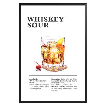 Whiskey Sour Cocktail Recipe Poster - GroovyGrove